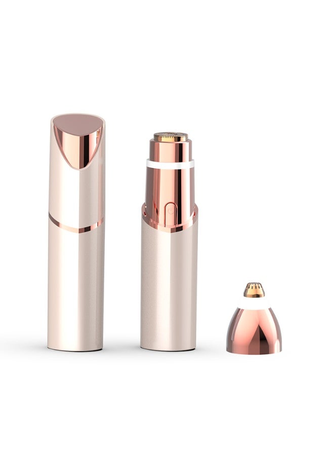 ماكينة تشذيب حواجب كهربائية للنساء، مزيل شعر وجه بدون ألم، قابلة للشحن USB، مع رأسين بديلين